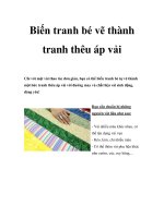 Biến tranh bé vẽ thành tranh thêu áp vải pot