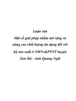 Luận văn Một số giải pháp nhằm mở rộng và nâng cao chất lượng tín dụng đối với hộ sản xuất ở NHNo&PTNT huyện Sơn Hà – tỉnh Quảng Ngãi doc