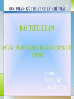 tiểu luận kỹ thuật xử lý khí thải thiết bị lọc bụi cho động cơ diesel