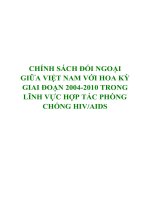 CHÍNH SÁCH ĐỐI NGOẠI GIỮA VIỆT NAM VỚI HOA KỲ GIAI ĐOẠN 2004-2010 TRONG LĨNH VỰC HỢP TÁC PHÒNG CHỐNG HIV/AIDS docx