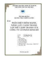 PHÂN BIỆT ĐIỂM MẠNH, NĂNG LỰC CẠNH TRANH, LỢI THẾ CẠNH TRANH CỦA CÔNG TY CỔ PHẦN KINH ĐÔ
