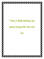 7 lưu ý dinh dưỡng cực quan trọng khi cho con bú pot