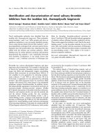 Báo cáo khoa học: Identiﬁcation and characterization of novel salivary thrombin inhibitors from the ixodidae tick, Haemaphysalis longicornis doc