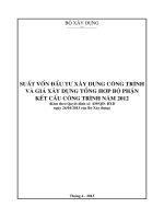 Suất vốn đầu tư xây dụng công trình và giá xây dựng tổng hợp bộ phận kết cấu công trình