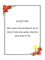 đầu tư phát triển hệ thống kết cấu hạ tầng kỹ thuật nông nghiệp, nông thôn ngoại thành hà nội