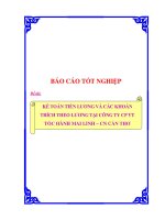 luận văn kế toán tiền lương và các khoản trích theo lương tại công ty cp vt tốc hành mai linh - cn cần thơ