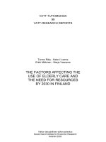THE FACTORS AFFECTING THE USE OF ELDERLY CARE AND THE NEED FOR RESOURCES BY 2030 IN FINLAND pot