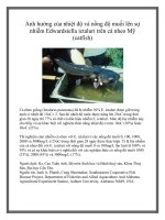 Ảnh hưởng của nhiệt độ và nồng độ muối lên sự nhiễm Edwardsiella ictaluri trên cá nheo Mỹ (catfish) pptx