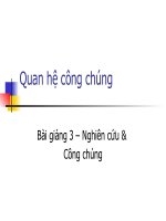 bài giảng quan hệ công chúng - bài 3 nghiên cứu và công chúng