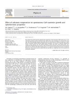 Effect of substrate temperature on spontaneous gan nanowire growth and optoelectronic properties