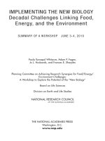 IMPLEMENTING THE NEW BIOLOGY Decadal Challenges Linking Food, Energy, and the Environment pptx