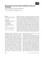 Báo cáo khoa học: Biochemical network models simpliﬁed by balanced truncation ppt