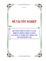 luận văn kế toán tiền lương và các khoản trích theo lương tại công ty tnhh viễn thông fpt chi nhánh bến tre