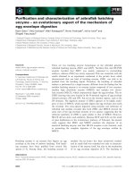 Báo cáo khoa học: Puriﬁcation and characterization of zebraﬁsh hatching enzyme – an evolutionary aspect of the mechanism of egg envelope digestion pot