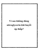 Vì sao không dùng nitroglycerin khi huyết áp thấp? docx