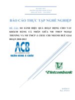 so sánh hiệu quả hoạt động cho vay khách hàng cá nhân giữa nh tmcp ngoại thương và nh tmcp á châu chi nhánh huế giai đoạn 2010-2012