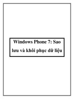 Windows Phone 7: Sao lưu và khôi phục dữ liệu pptx