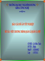 ĐỀ TÀI : VIẾT CHƯƠNG TRÌNH QUẢN LÍ QUÁN CÀ PHÊ pdf