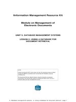 UNIT 5. DATABASE MANAGEMENT SYSTEMS LESSON 2. USING A DATABASE FOR DOCUMENT RETRIEVALNOTE pot