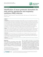 Identification of serum proteomic biomarkers for early porcine reproductive and respiratory syndrome (PRRS) infection pptx