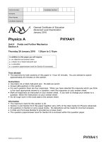 Vật lý A level: AQA PHYA4 1 w QP JAN10