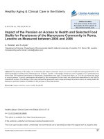 Impact of the Pension on Access to Health and Selected Food Stuffs for Pensioners of the Manonyane Community in Roma, Lesotho as Measured between 2004 and 2006 docx