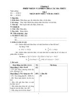 GIÁO ÁN ĐẠI SỐ LỚP 8 - CHƯƠNG I PHÉP NHÂN VÀ PHÉP CHIA CÁC ĐA THỨC pdf