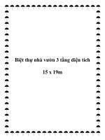 Biệt thự nhà vườn 3 tầng diện tích 15 x 19m pot