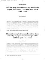 MỐI LIÊN QUAN GIỮA TÌNH TRẠNG SUY DINH DƯỠNG VÀ PHÁT TRIỂN TÂM LÝ - VẬN ĐỘNG Ở TRẺ EM TỪ 1 ĐẾN 3 TUỔI ppt
