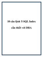 10 câu lệnh T-SQL Index cần thiết với DBA pdf