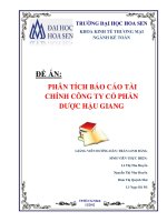 Phân tích báo cáo tài chính Công ty cổ phần Dược Hậu Giang
