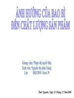 ẢNH HƯỞNG CỦA BAO BÌ ĐẾN CHẤT LƯỢNG SẢN PHẨM pdf