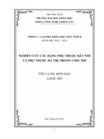 NGHIÊN CỨU CÁC DẠNG PHỤ THUỘC KẾT NỐI   VÀ PHỤ THUỘC ĐA TRỊ TRONG CSDL MỜ