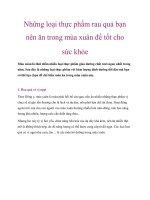 Những loại thực phẩm rau quả bạn nên ăn trong mùa xuân để tốt cho sức khỏe potx