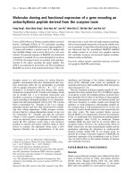 Báo cáo khoa học: Molecular cloning and functional expression of a gene encoding an antiarrhythmia peptide derived from the scorpion toxin pptx