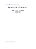 Computer and Network Security: MIT 6.857 Class Notes pptx