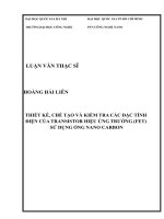 luận văn thiết kế, chế tạo và kiểm tra các đặc tính điện của transistor hiệu ứng trường (fet) sử dụng ống nano carbon