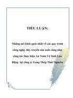 TIỂU LUẬN: Những nét khái quát nhất về các quy trình công nghệ, dây truyền sản xuất cũng như công tác thực hiện An Toàn Vệ Sinh Lao Động tại công ty Gang Thép Thái Nguyên pot