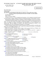 Đề thi - Đáp án môn Tiếng Pháp - Tốt nghiệp THPT Hệ 3 năm ( 2013 ) Mã đề 928 docx