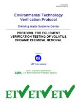 PROTOCOL FOR EQUIPMENT VERIFICATION TESTING OF VOLATILE ORGANIC CHEMICAL REMOVAL ppt