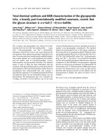 Báo cáo khoa học: Total chemical synthesis and NMR characterization of the glycopeptide tx5a, a heavily post-translationally modiﬁed conotoxin, reveals that the glycan structure is a-D-Gal-(1ﬁ3)-a-D-GalNAc pot