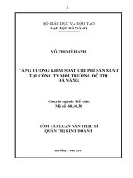 Luận văn: Tăng cường kiểm soát chi phí sản xuất tại công ty môi trường đô thị Đà Nẵng ppt