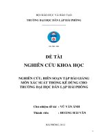 Nghiên cứu, biên soạn, tập bài giảng môn xác suất thống kê dùng cho trường Đại học Dân lập Hải Phòng