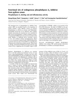 Báo cáo khoa học: Functional site of endogenous phospholipase A2 inhibitor from python serum Phospholipase A2 binding and anti-in¯ammatory activity ppt