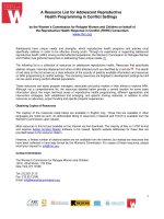 A Resource List for Adolescent Reproductive Health Programming in Conflict Settings pot