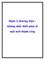 Định vị thương hiệu – không nhất thiết phải số một mới thành công docx