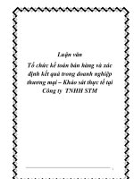 luận văn tổ chức kế toán bán hàng và xác định kết quả trong doanh nghiệp thương mại – khảo sát thực tế tại công ty tnhh stm