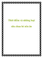 Thời điểm và những loại sữa chua bé nên ăn pptx