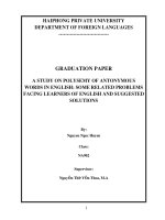 A study on polysemy of antonymous words in English Some related problems facing learners of English and suggested solutions