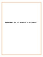 Sự khác nhau giữa ''''you''''re welcome'''' và ''''my pleasure'''' docx